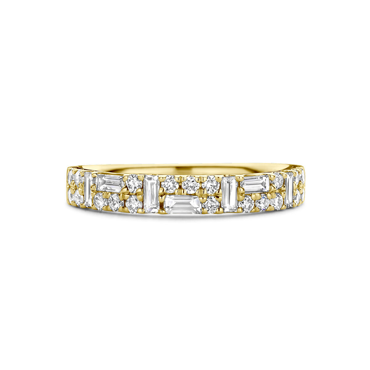 goud ring met baquette en briljant diamant 0.61HSI maat 17,25* - Afbeelding 4
