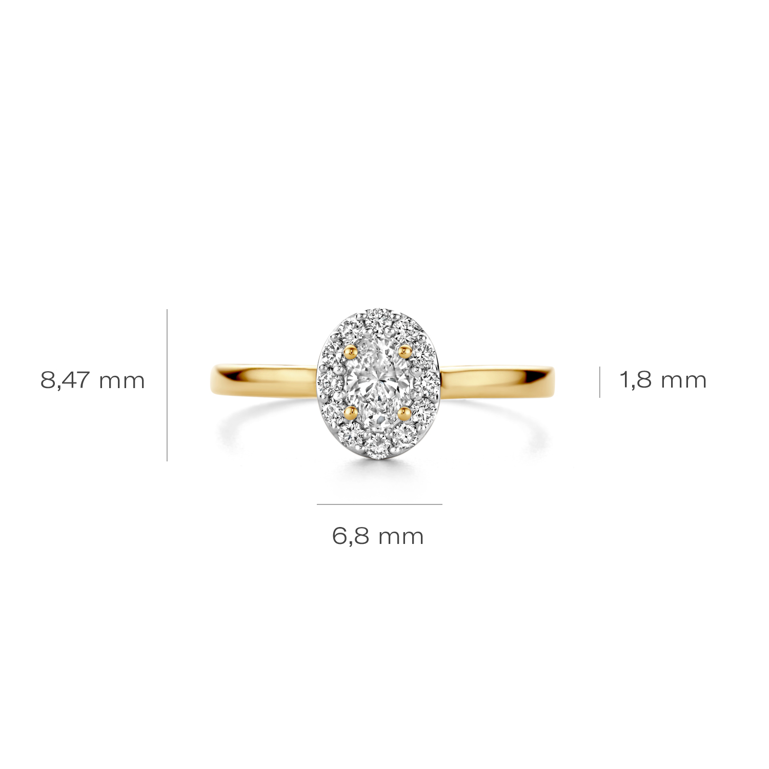 Blush Geelgouden ring met LAB diamanten 0.17 TW/VS maat 56 - Afbeelding 3