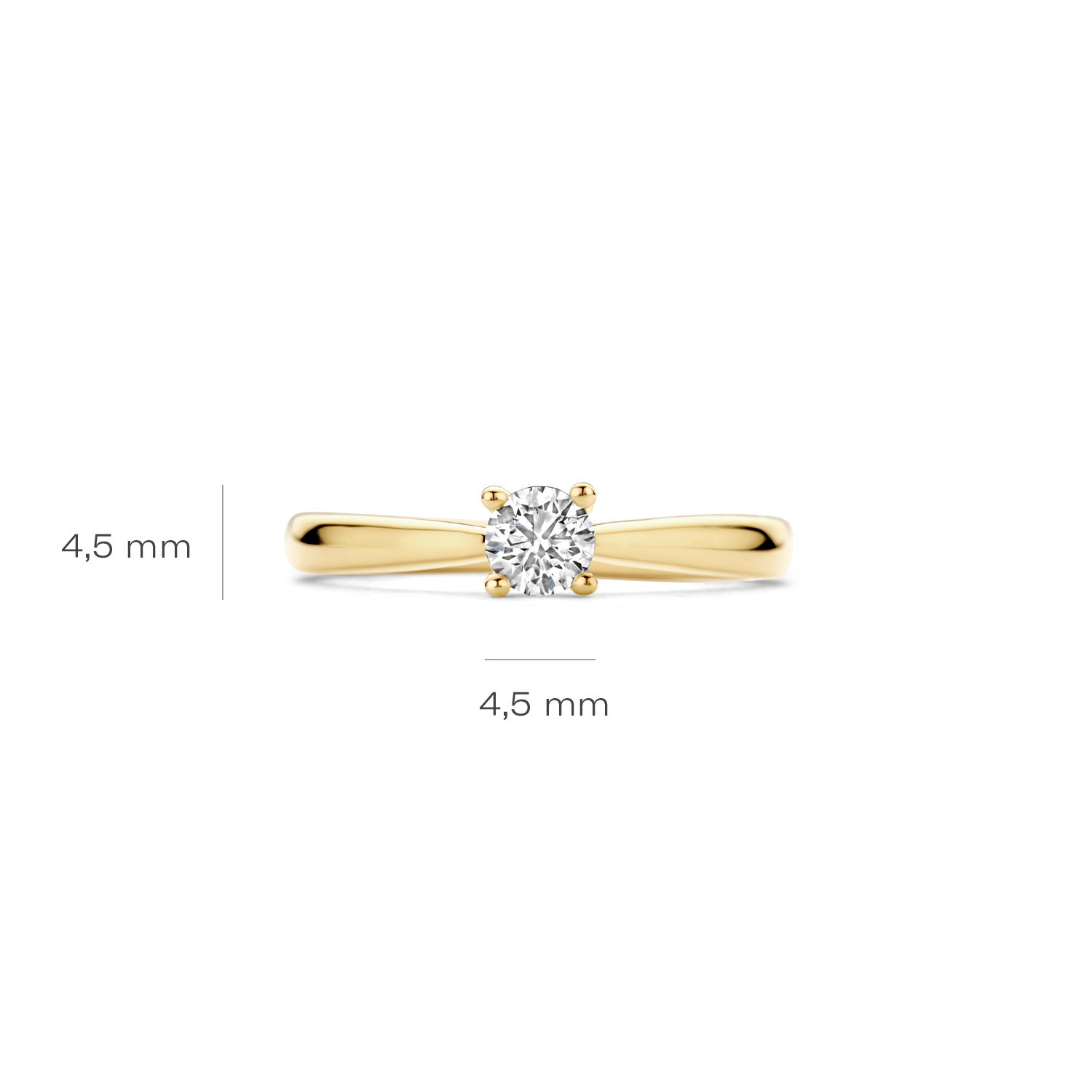Blush Geelgouden Solitairring met LAB diamant 0.35 TW/VS maat 54 - Afbeelding 3
