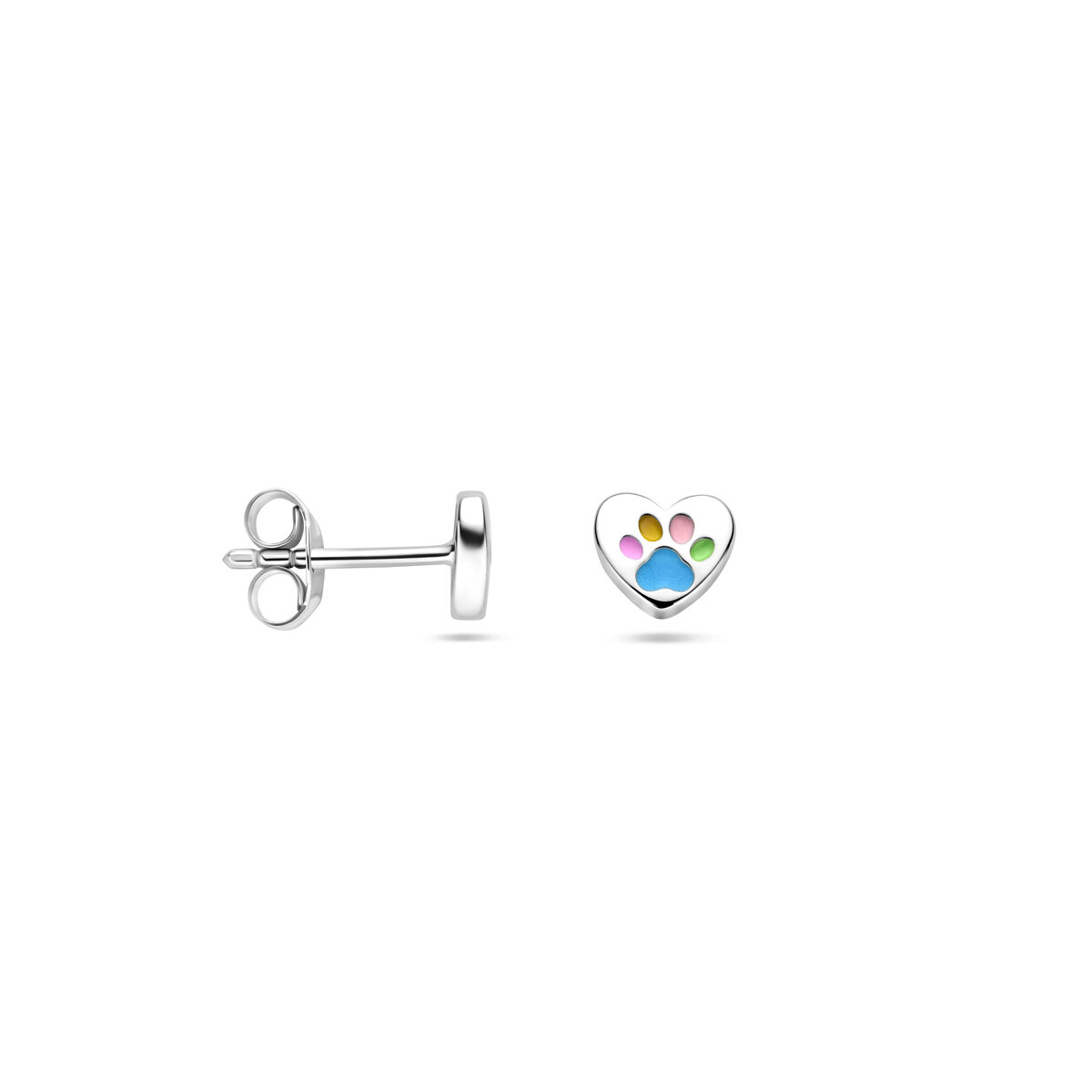 zilver emaille regenboog oorknoppen hart - Afbeelding 3