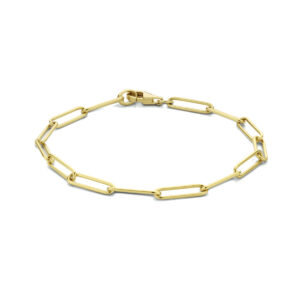 Geelgouden armband paperclip 19cm 3,9mm