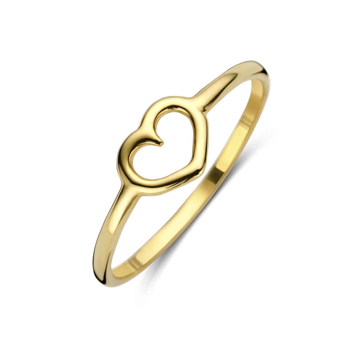 Geelgouden ring hart maat 16,5