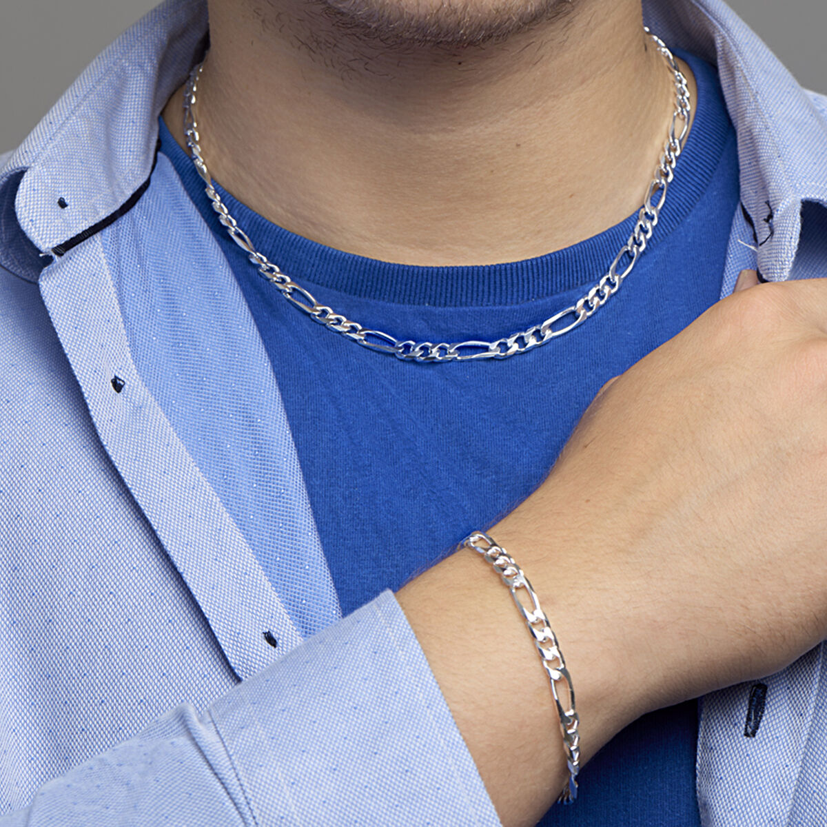 Zilveren figaro collier 50 cm 6mm - Afbeelding 3