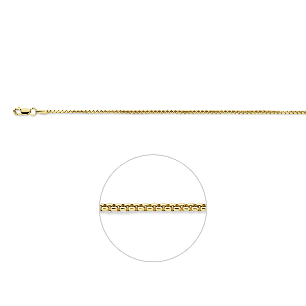 Goud met zilverkern collier 1.8mm 42cm