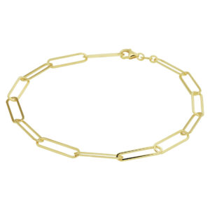 Geelgouden armband paperclip 19cm
