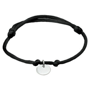 Zilveren armband  zwart satijn 13-26cm