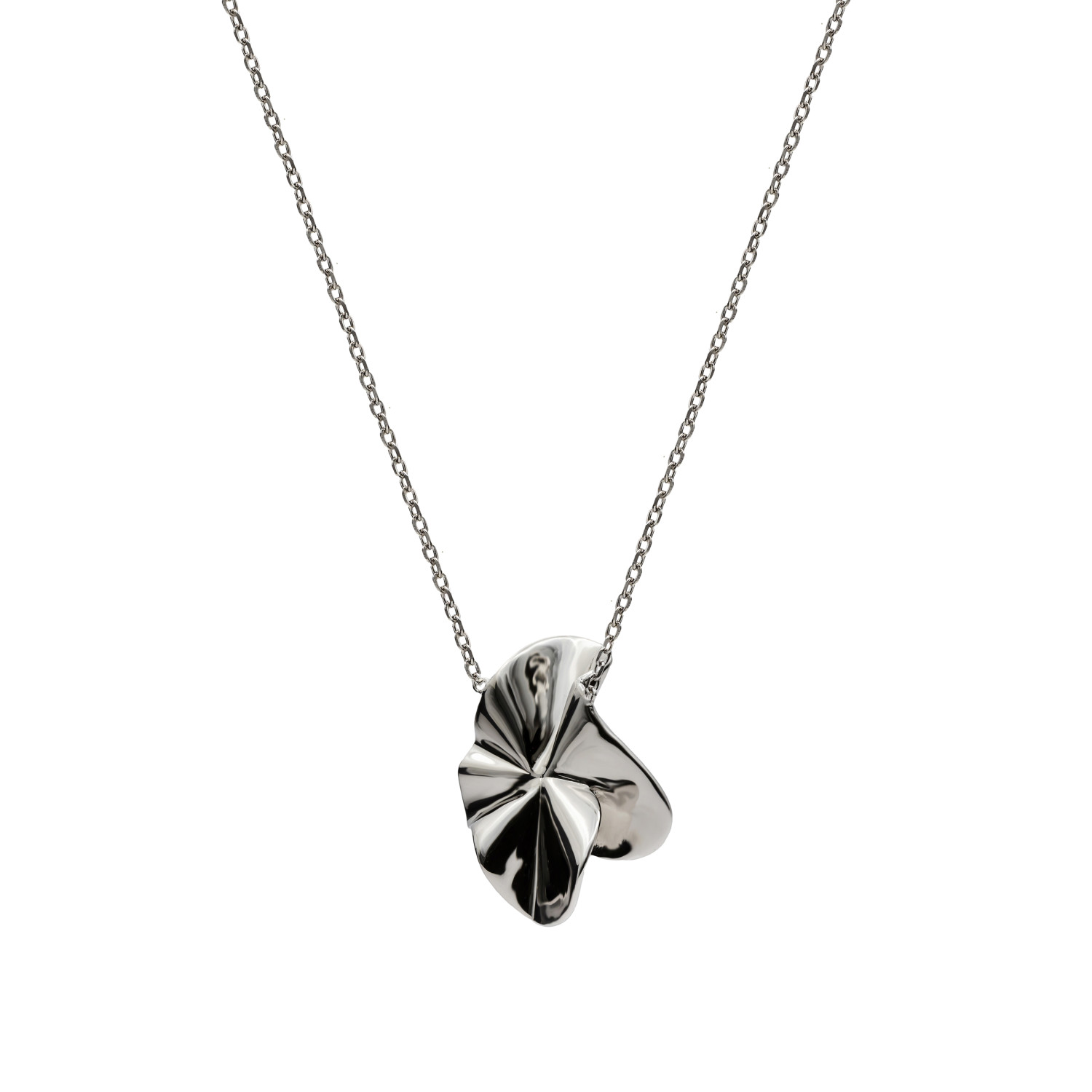 Lineargent zilver collier golvend bloemblad