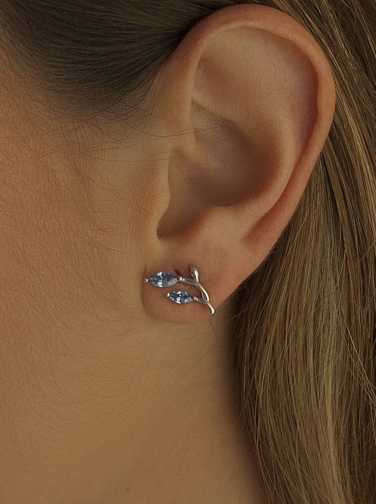 Lineargent zilver oorknoppen blauw zirkonia - Afbeelding 2