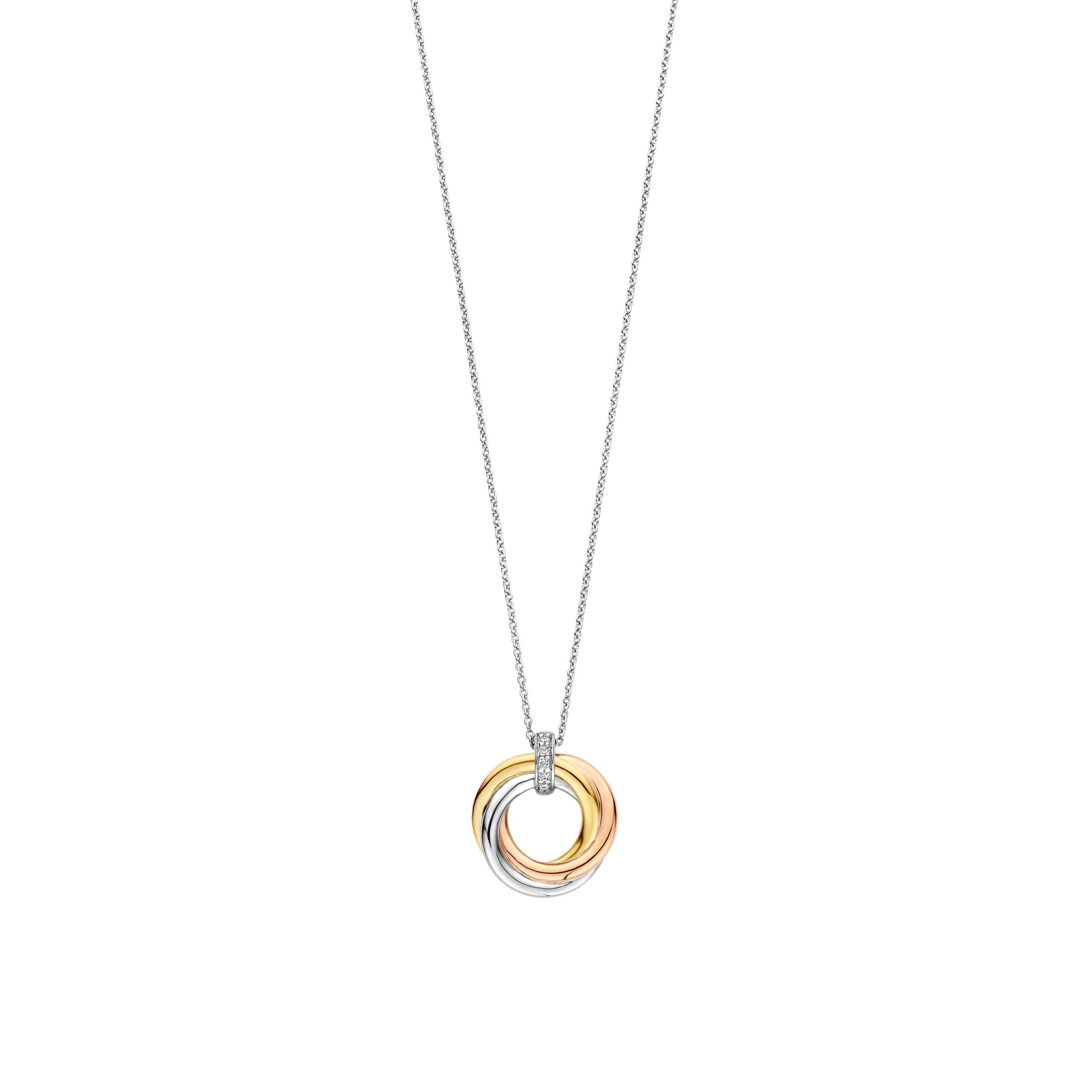 Tisento zilver verguld collier met hanger tricolor