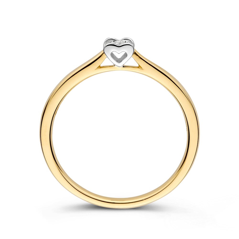 Excellent gouden ring hart diamant 0.07 H-SI maat 54 - Afbeelding 2