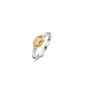 Tisento ring goud op zilveren gekleurde zirkonia maat 56