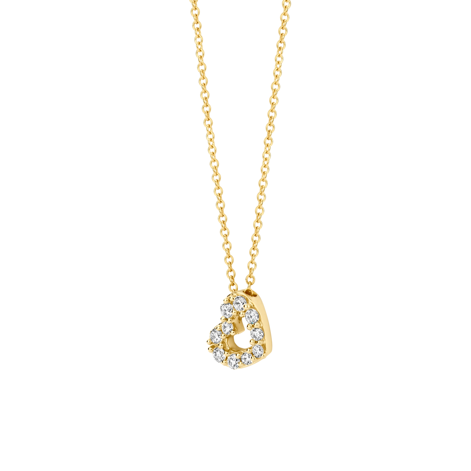 Blush Geelgouden collier hart met LAB diamanten 0.14 TW/VS - Afbeelding 2