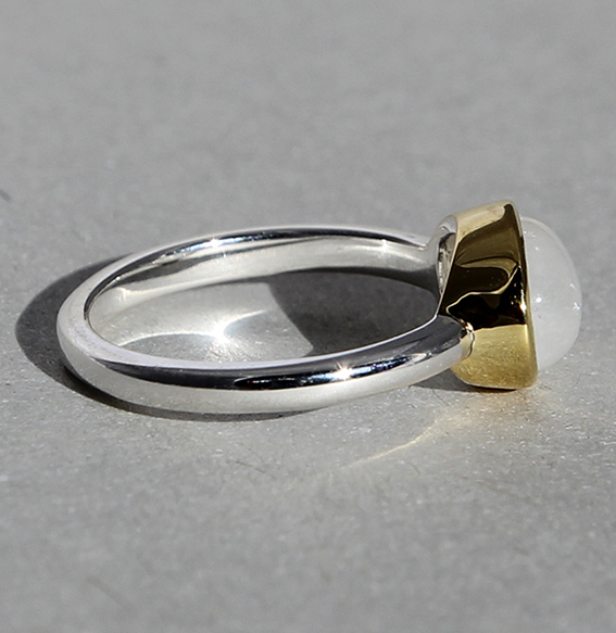 Campur goud op zilver ring maansteen maat 54 - Afbeelding 3