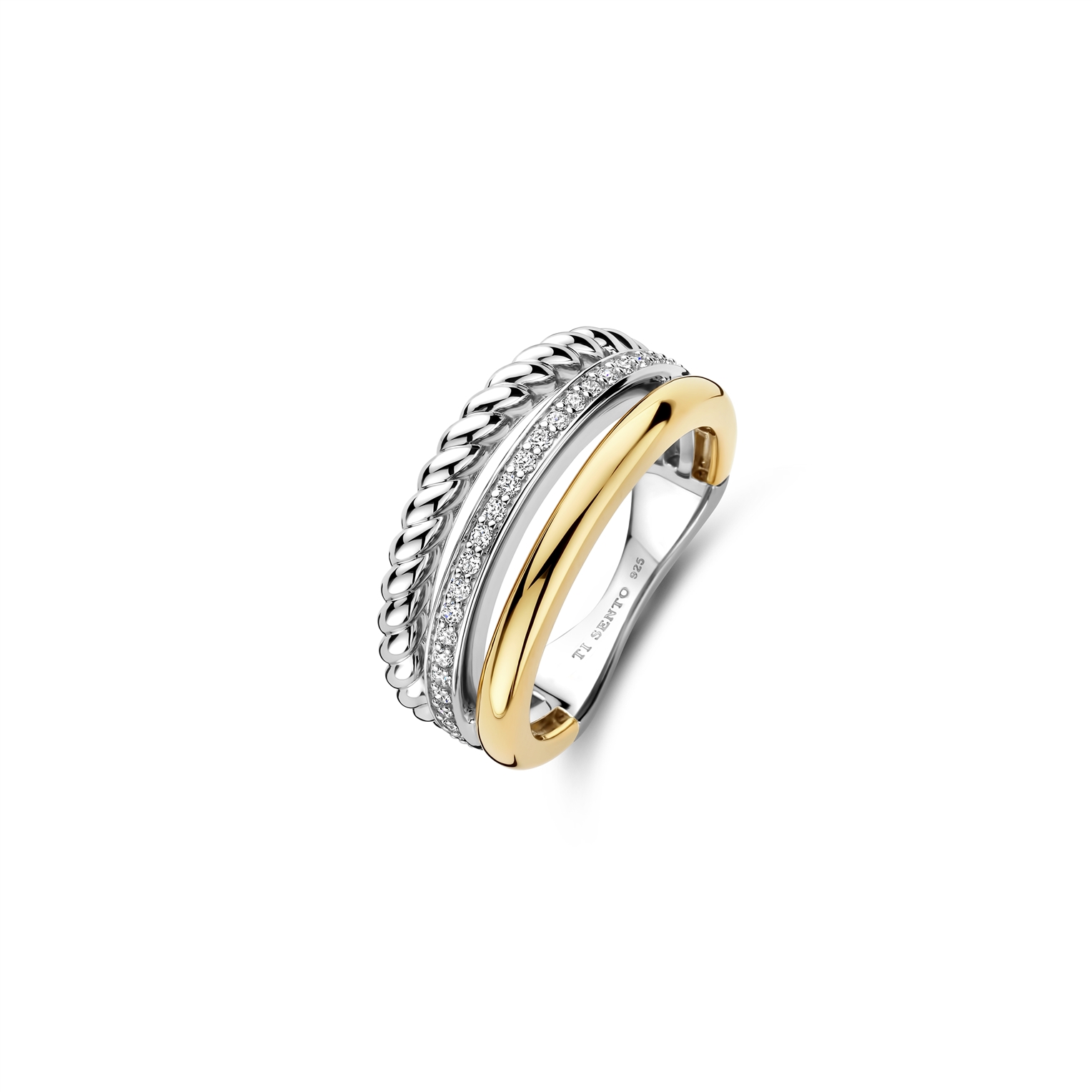 Tisento ring goud op zilver zirkonia maat 54