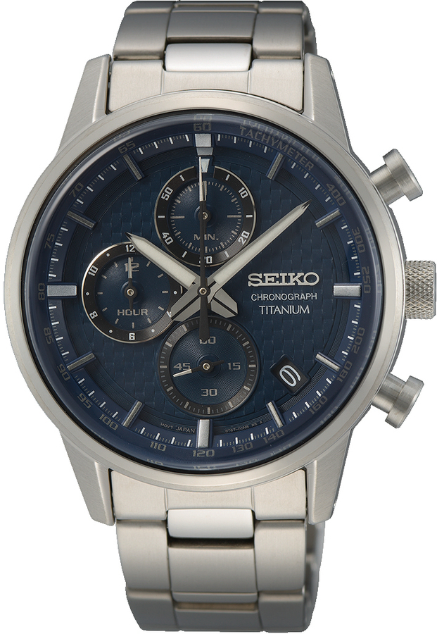 Seiko herenhorloge chrono titanium blauw