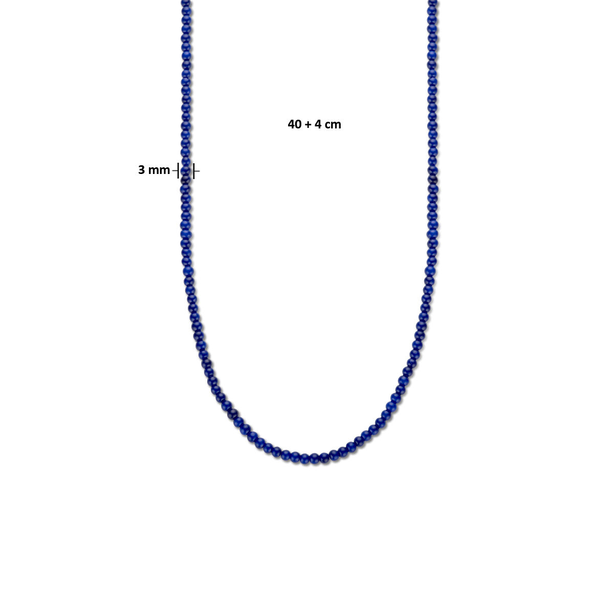 Zilveren collier blauwe kralen 40-44cm - Afbeelding 4