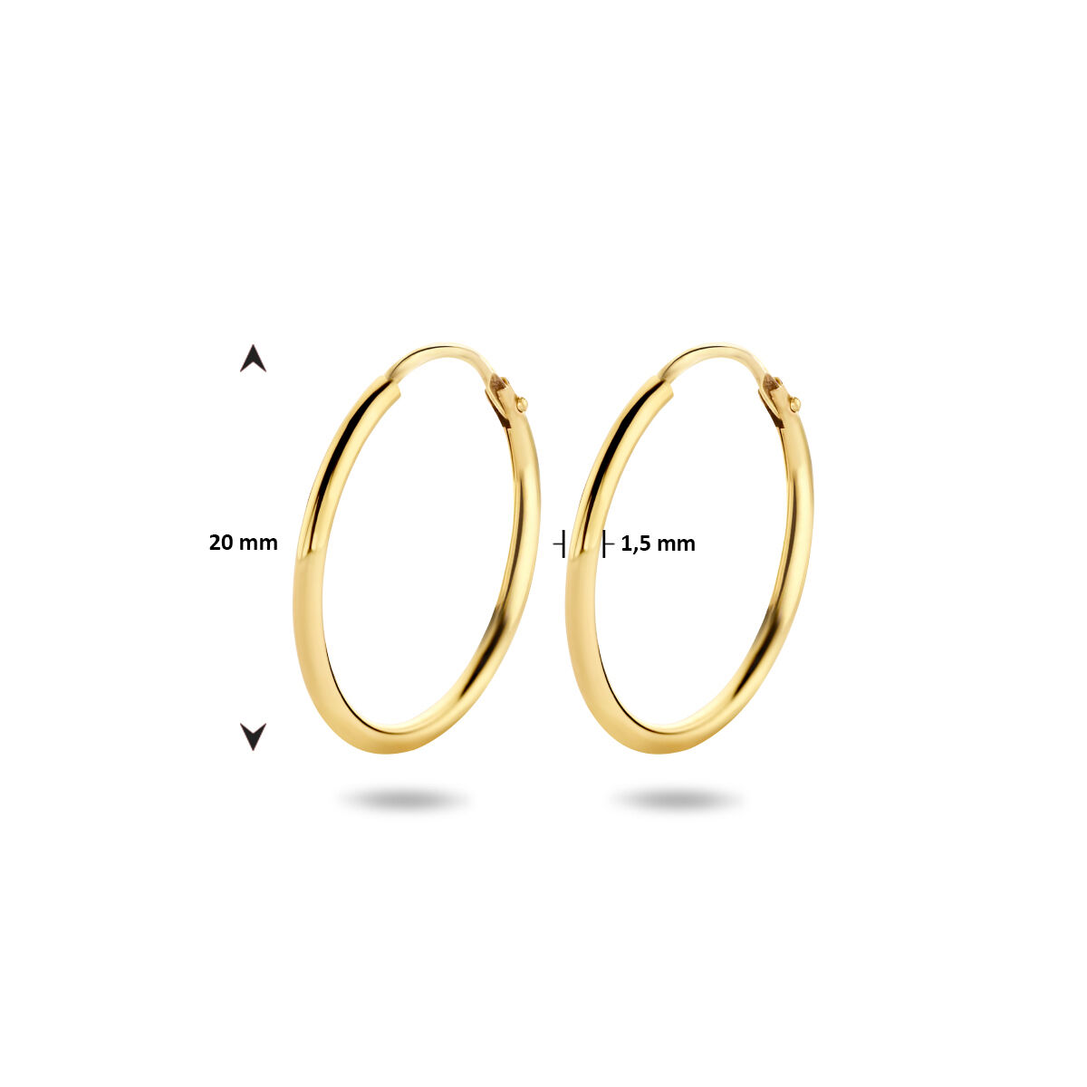 Oorringen 20x1.5 mm 14kt - Afbeelding 3
