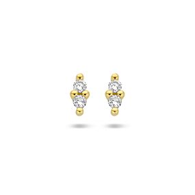 Geelgouden oorknoppen me t0.04H-P1 diamant