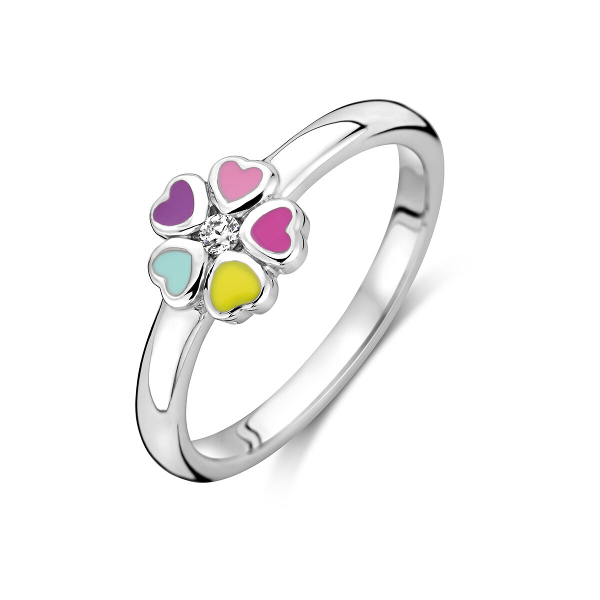 Zilveren ring bloem emaille maat 13