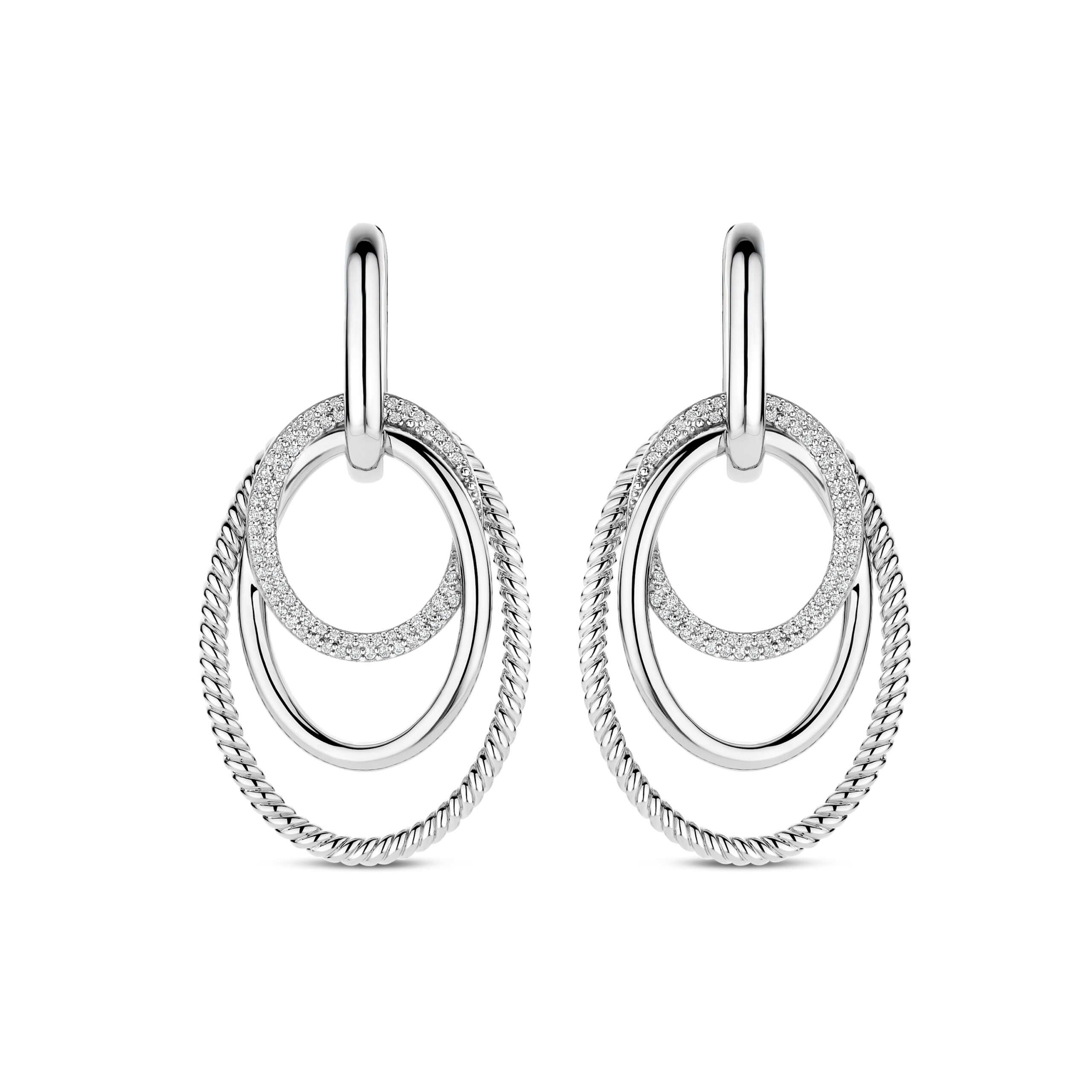 Tisento zilveren oorhanger zirkonia - Afbeelding 2