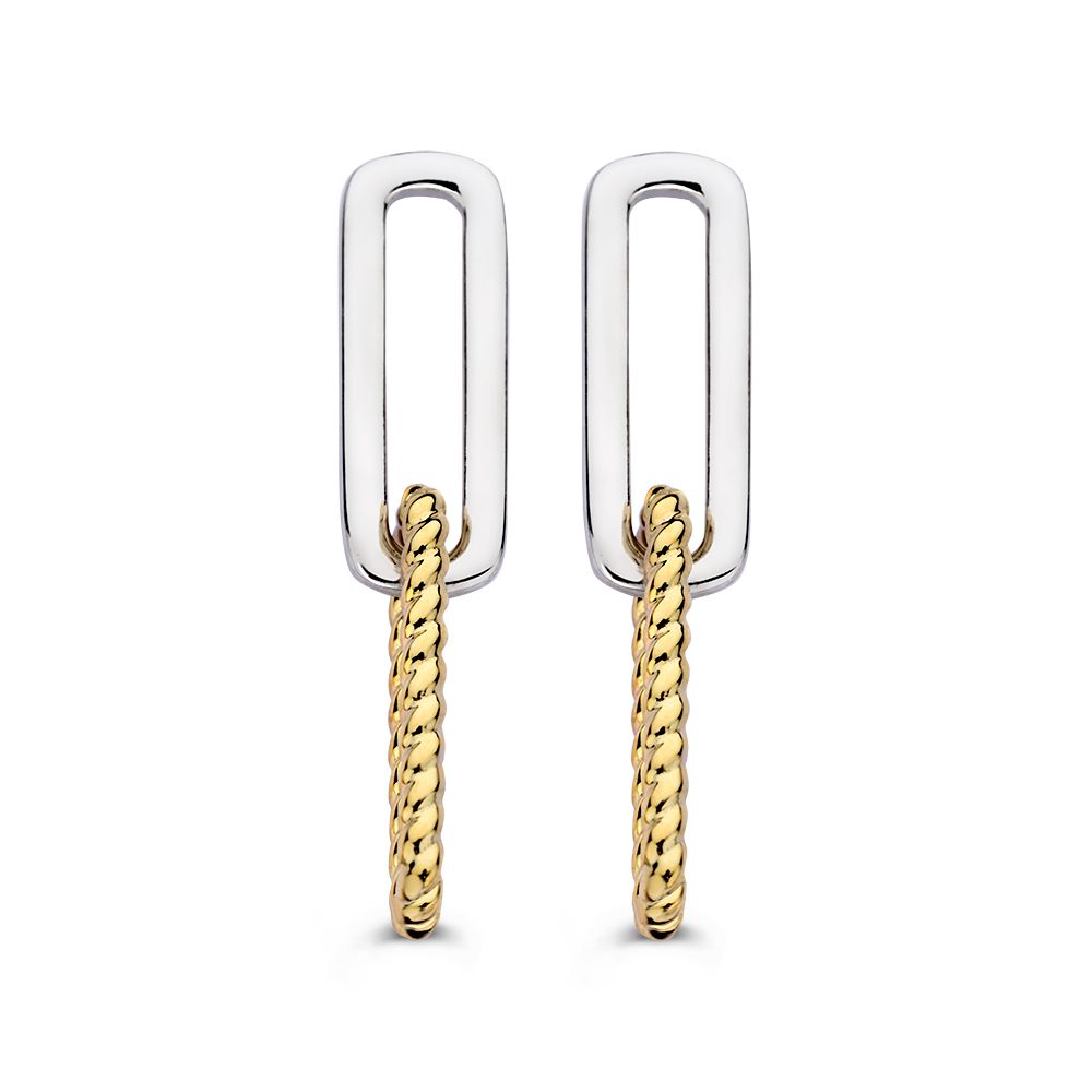 Excellent oorhangers goud met zilver paperclip
