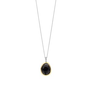 zilver collier zwart hanger 42 cm