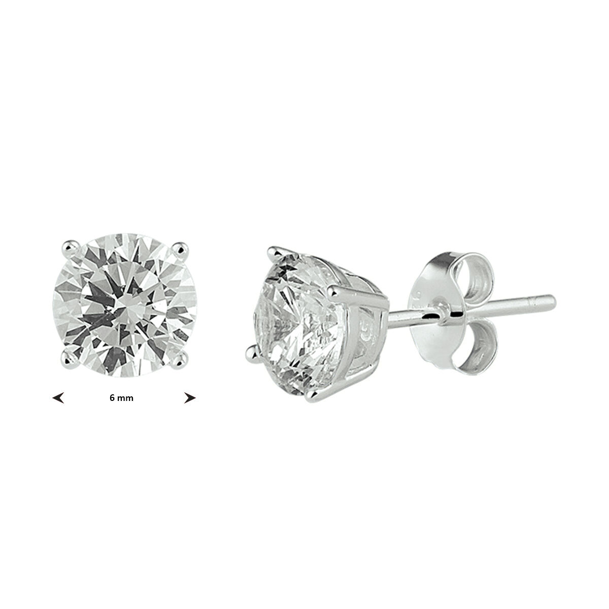 Zilveren zirkonia oorknoppen 6mm - Afbeelding 4