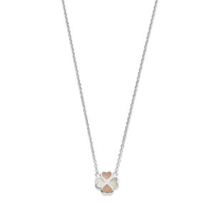Zilveren collier klavertje parelmoer 36 + 4 cm
