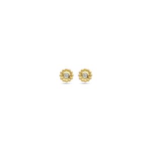 Geelgouden oorknoppen diamant 0.02ct SI