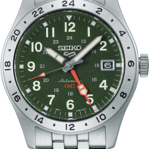 Seiko 5 Herenhorloge automaat GMT groene wijzerplaat 100m WR
