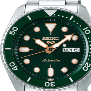 Seiko 5 herenhorloge staal groene wijzerplaat 100m WR