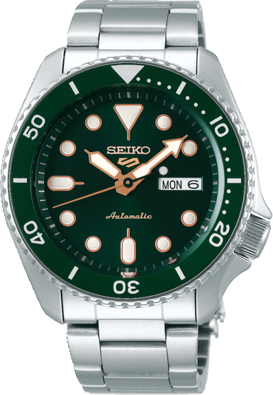 Seiko 5 herenhorloge staal groene wijzerplaat 100m WR