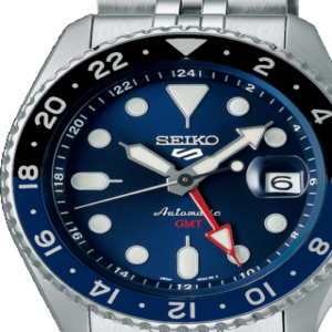 Seiko 5 automatic staal GMT Blauw 100m WR