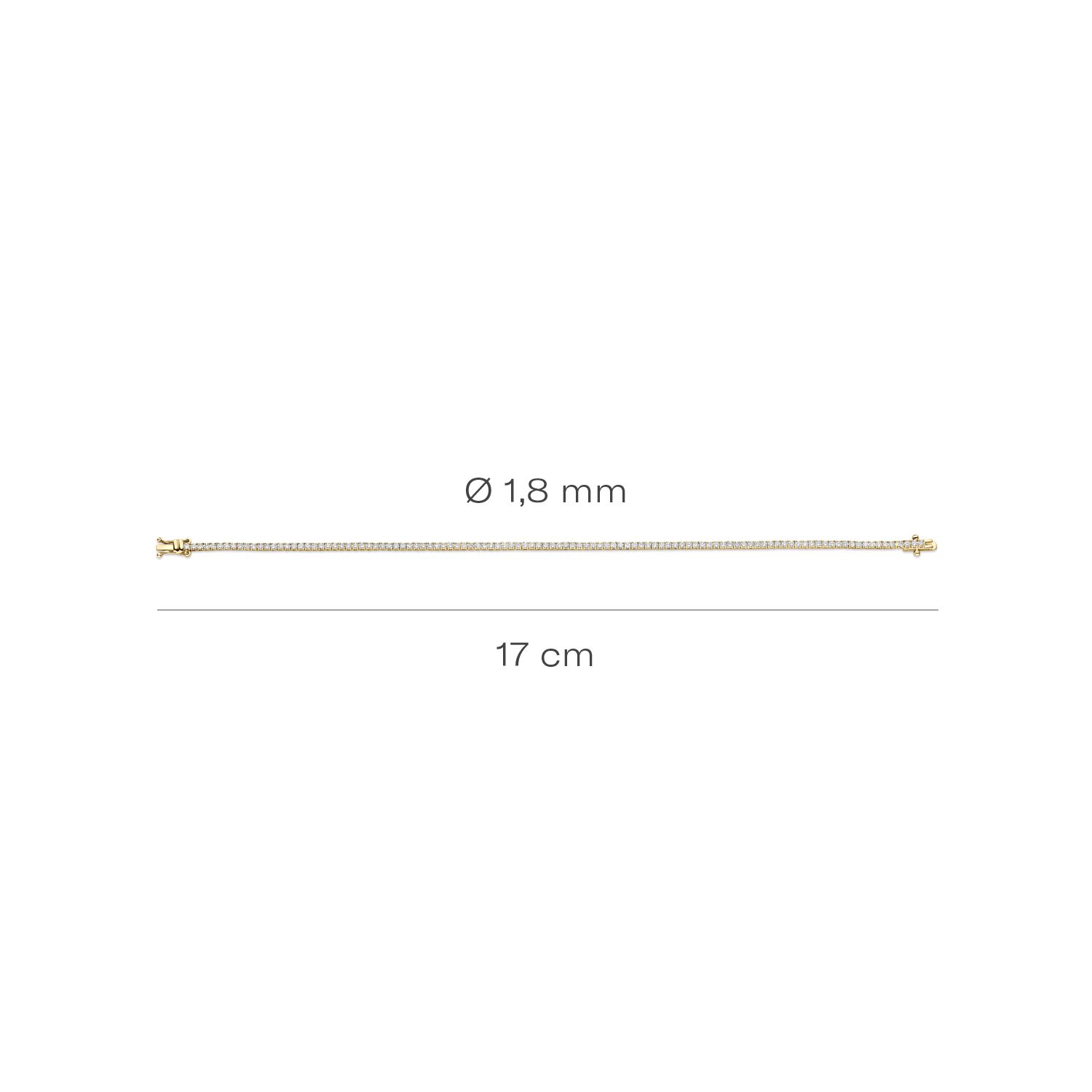 Blush Geelgouden tennisarmband met LAB diamant 1.60 TW.VS 17cm - Afbeelding 3