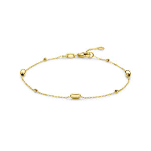 Geelgouden armband ovale bolletje 17-19 cm