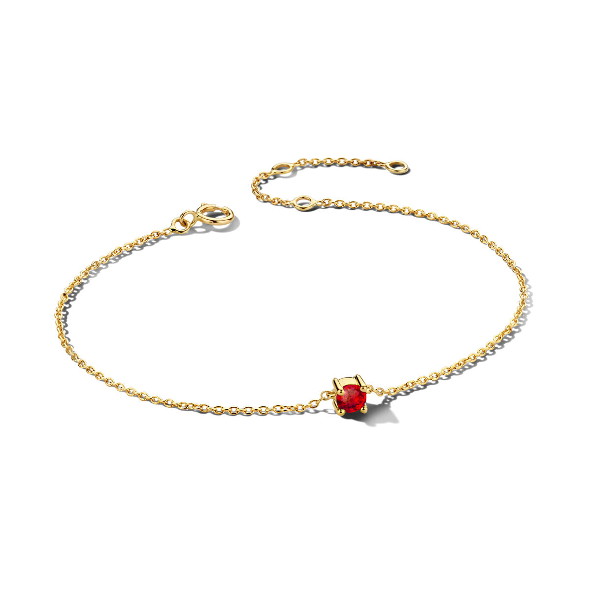 Geelgouden armband robijn juli 3,5mm 15,5-17-18,5cm