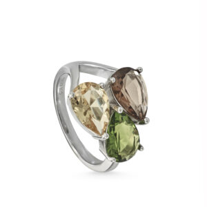 Lineargent Zilveren Ring met gekleurde zirkonia maat 17,75