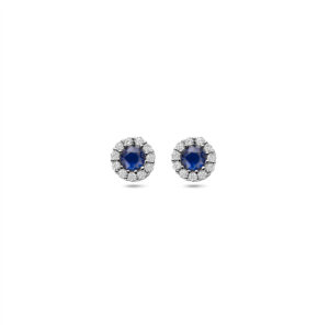 Zilveren oorknoppen zirkonia blauw en wit