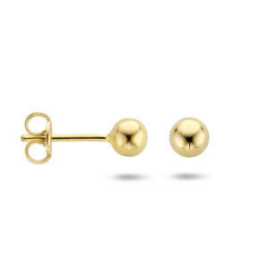 Geelgouden bol oorknoppen 4mm