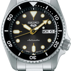 5 herenhorloge automatic staal grijze wijzerplaat 100m WR