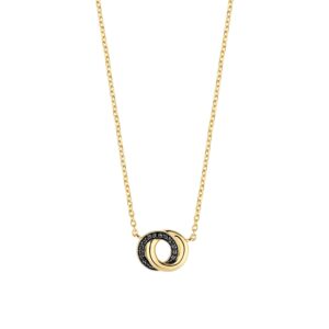 Tisento goud op zilveren collier met hanger zwart zirkonia