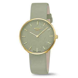 Boccia titanium horloge leren band groene wijzerplaat