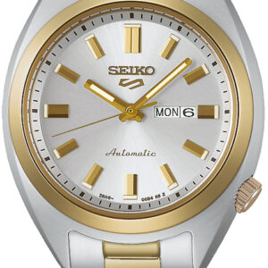 Seiko 5 dameshorloge bi-colour zilvergrijs wijzerplaat