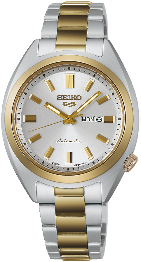 Seiko 5 dameshorloge bi-colour zilvergrijs wijzerplaat