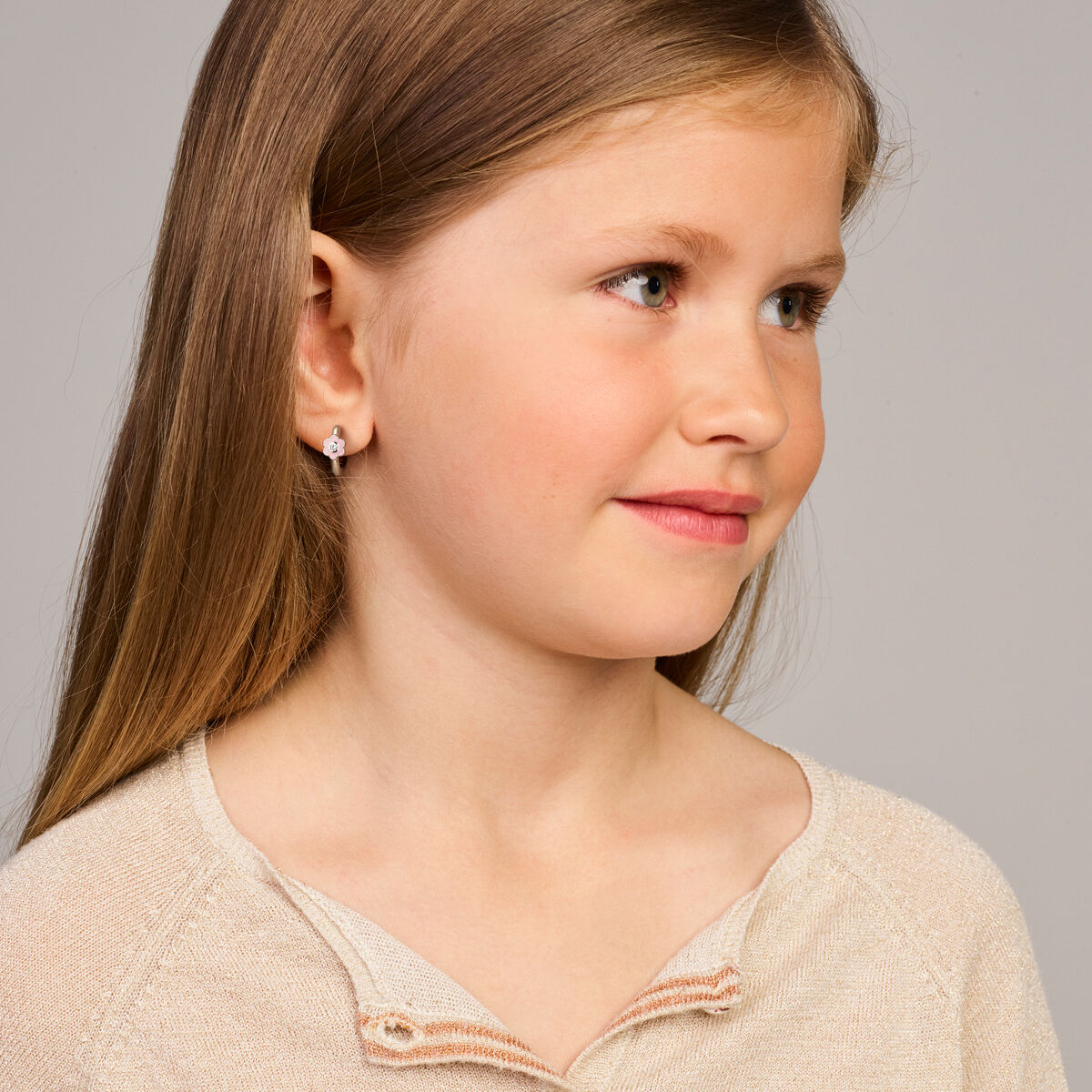 Zilveren kinderoorringen emaille bloem - Afbeelding 2