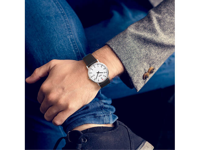 Boccia titanium horloge zwarte leren band 50m WR - Afbeelding 2