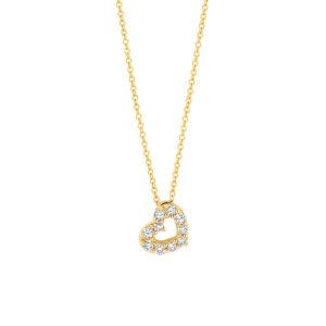 Blush Geelgouden collier hart met LAB diamanten 0.14 TW/VS