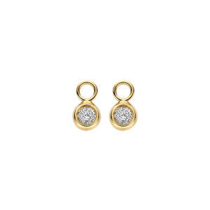 Geelgouden Oorbedels met LAB diamant 2x0.25 TW/VS