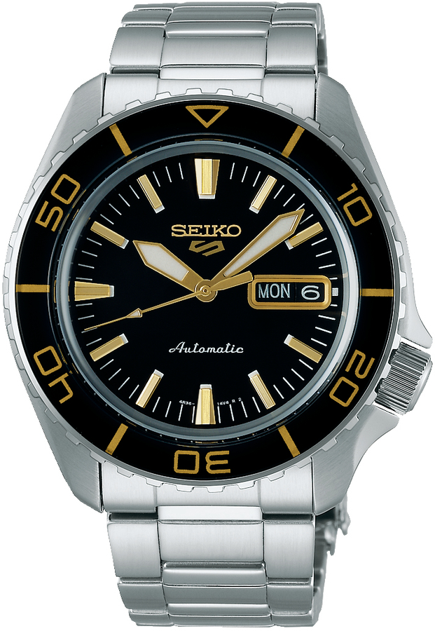 Seiko 5 Sports automatic staal zwarte wijzerplaat 100m WR