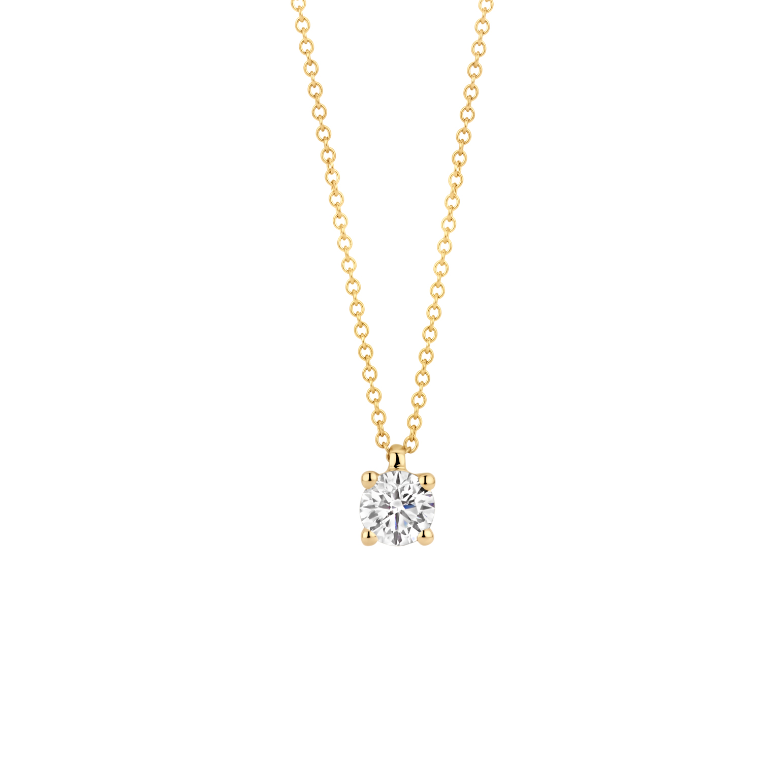 Geelgouden collier met LAB diamant 0.30 TW/VS